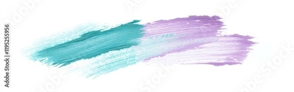 Obraz Soft pastel strokes blend harmoniously on a background of white space in tranquil lavender and teal hues