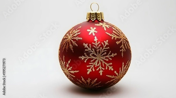 Fototapeta Elegant Red and Gold Christmas Ornament with Snowflake Pattern