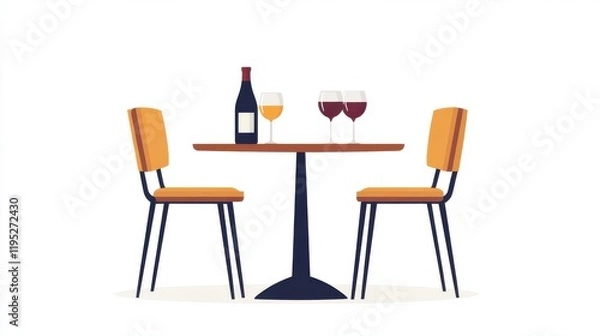 Fototapeta A minimalist dinner table icon, set against a white background symbolizing connection, shared moments, and bonding experiences