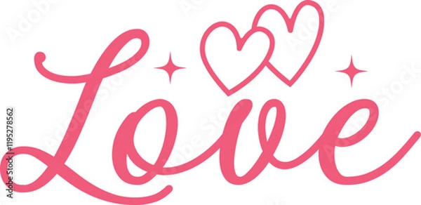 Fototapeta Love typography design on plain white transparent isolated background for card, shirt, hoodie, sweatshirt, apparel, tag, mug, icon, poster or badge