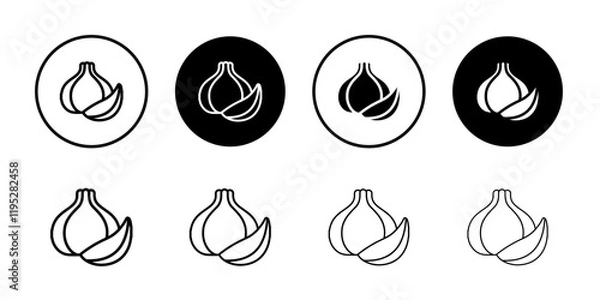 Obraz garlic icon Simple outline illustration set
