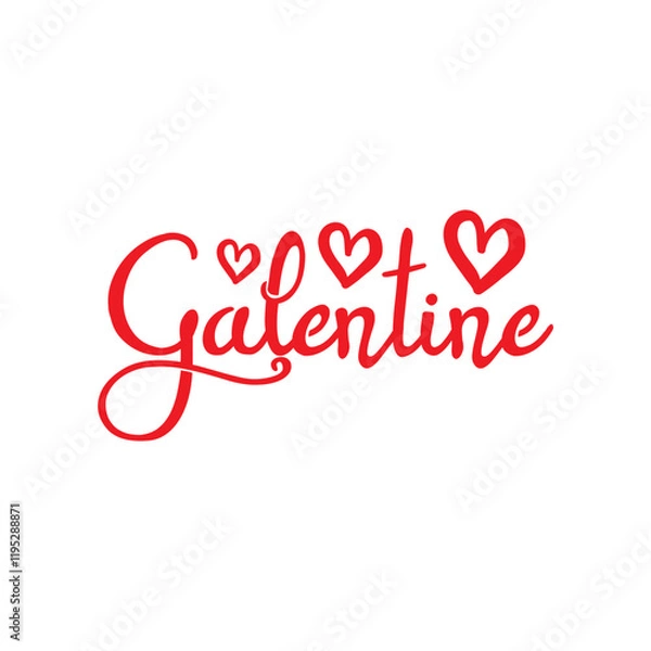 Fototapeta Galentine valentine typography text on plain white transparent isolated background for card, shirt, hoodie, sweatshirt, apparel, tag, mug, icon, poster or badge