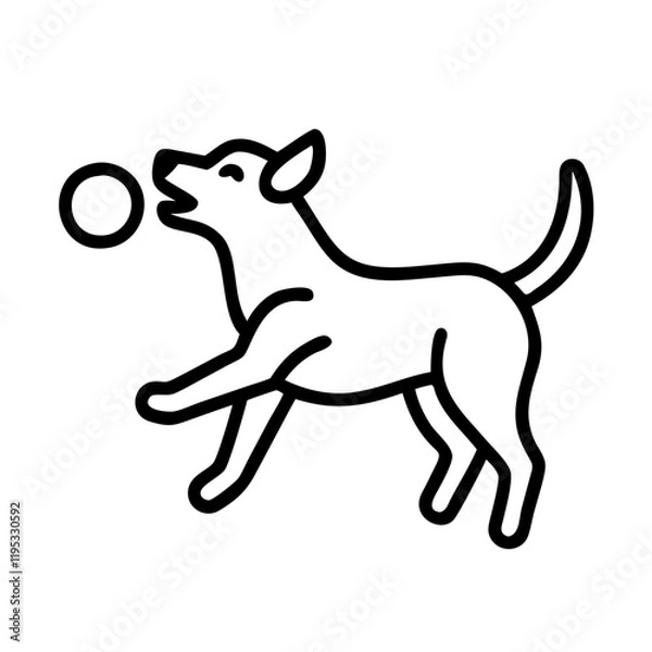 Fototapeta dog playing fetch icon, dog playing fetch line art - simple line art of dog playing fetch, perfect for dog playing fetch logos and icons and themed design 
