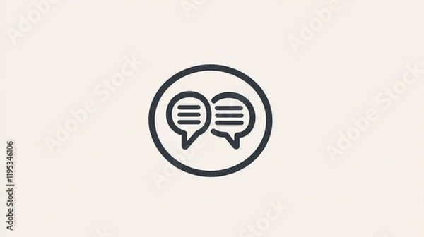Obraz Communication Icon: Two Speech Bubbles in a Circle, representing dialogue, conversation, and interaction.  A minimalist design ideal for websites, apps, and communication-related projects.