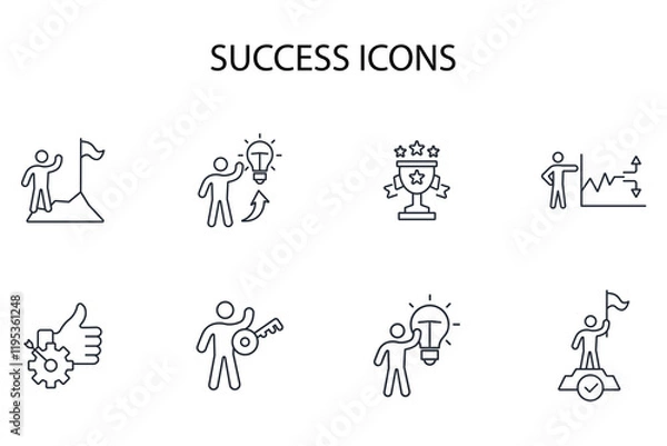 Fototapeta Success icon set.vector.Editable stroke.linear style sign for use web design,logo.Symbol illustration.
