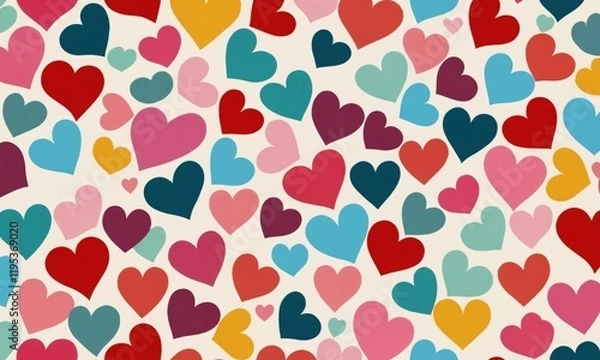 Obraz Colorful heart patterns create a festive and cheerful atmosphere for celebrations and events in vibrant colors. Valentine’s Day, date, engagement, love, wedding, background