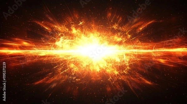 Fototapeta A vibrant explosion of light and energy in a dark background.