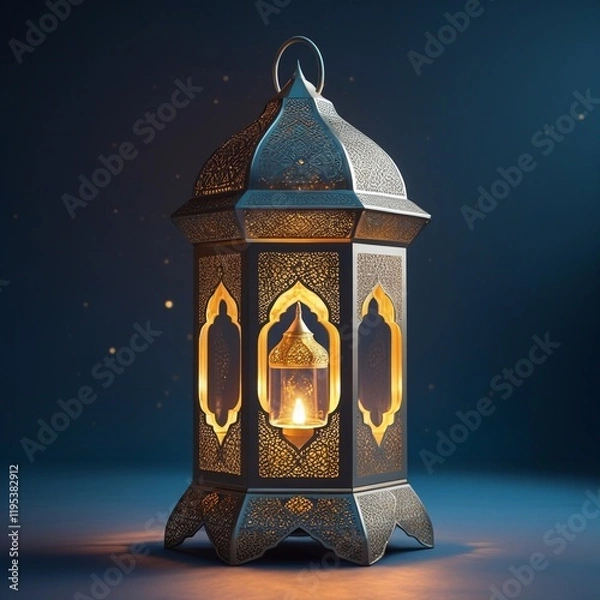 Fototapeta Ramadan Kareem greeting photo of beautiful Arabic lantern generative Ai 
