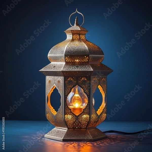 Fototapeta Ramadan Kareem greeting photo of beautiful Arabic lantern generative Ai 