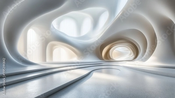 Fototapeta Abstract Architectural Space with Smooth Curves and Soft Lighting in a Modern Design, Offering a Serene and Futuristic Atmosphere for Various Creative Projects