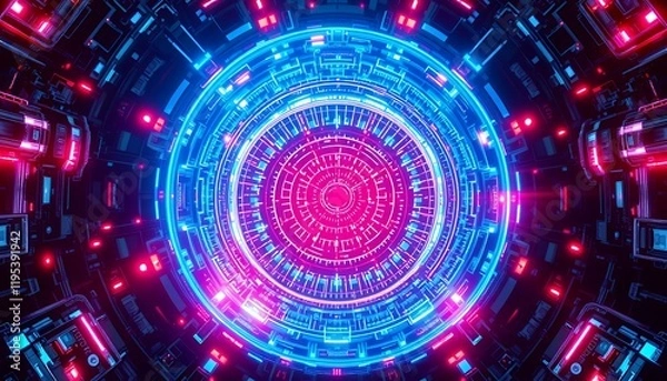 Fototapeta Futuristic Glowing Cybersecurity Backgrounds with High-Tech Circuit Designs – HD & 4K Generative AI Wallpapers, Generative AI