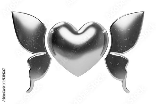 Obraz Gray heart with wings isolated without background