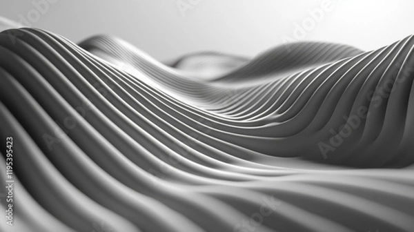 Fototapeta Smooth, flowing white waves create serene and abstract landscape