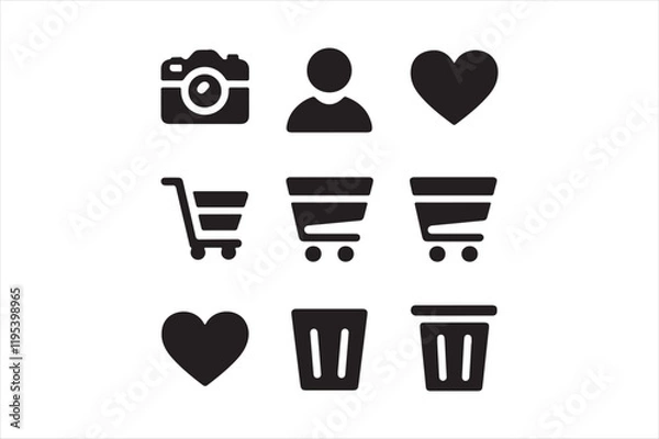 Obraz Graphic Resources Icon set vector silhouette image