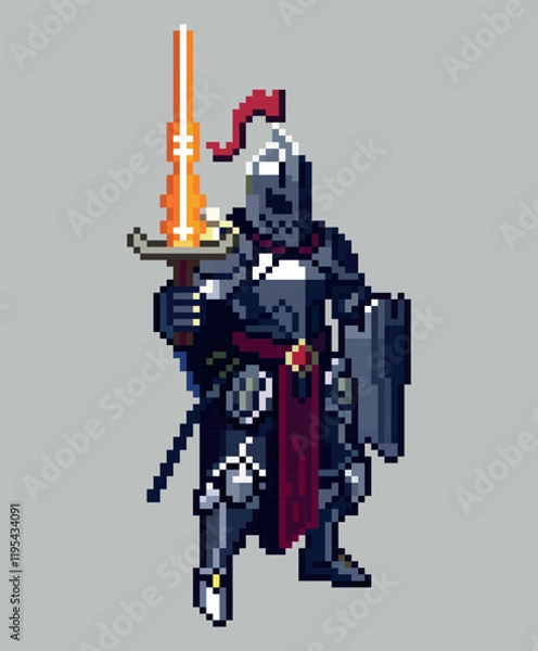 Obraz Knight, pixel style, vector illustration, character, art, 16 bit, 8 bit, 10EPS
