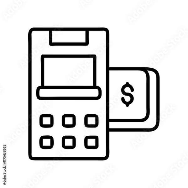 Fototapeta payment terminal icon, payment terminal line art - simple line art of payment terminal, perfect for payment terminal logos and icons and themed design 
