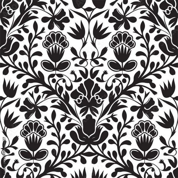 Fototapeta Traditional Russian vector seamless pattern in gzhel style. Can be used for banner, card, poster, invitation, label etc.