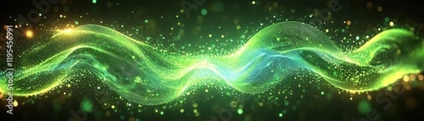 Obraz Dynamic green wave animation digital art abstract visualization vibrant environment close-up view modern aesthetics
