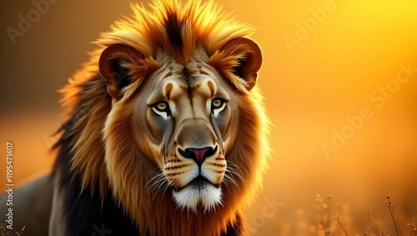 Obraz A majestic lion standing alone in the middle of a jungle