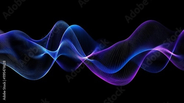 Fototapeta Abstract Blue Purple Flowing Waves Design