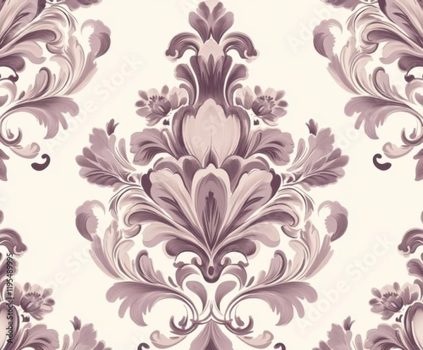Fototapeta Elegant floral design featuring intricate patterns in soft pink and cream tones