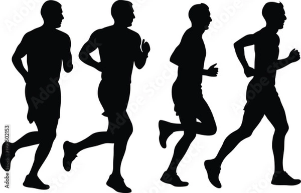 Obraz Set of man running silhouette vector illustration