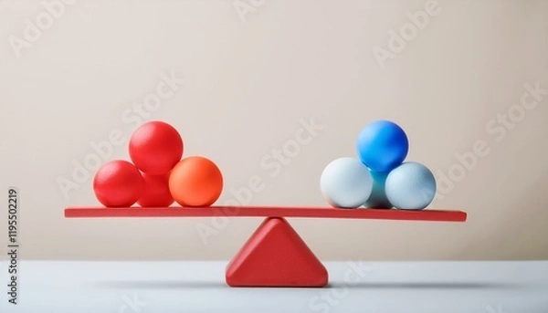 Fototapeta A picture of various social factors being distributed fairly on a balanced scale.