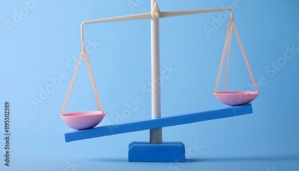 Fototapeta A picture of various social factors being distributed fairly on a balanced scale.