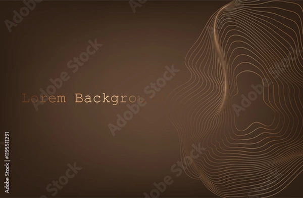 Obraz Gold wave on brown background. Linear geometric Art deco bricks. 20s retro style. Luxury seamless pattern. Packaging or menu design.Vector. Abstract Segwit. sound wave.Geometrical Background Connectio