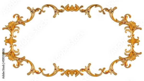 Obraz Golden frame on transparent background, cut out, 3D render
