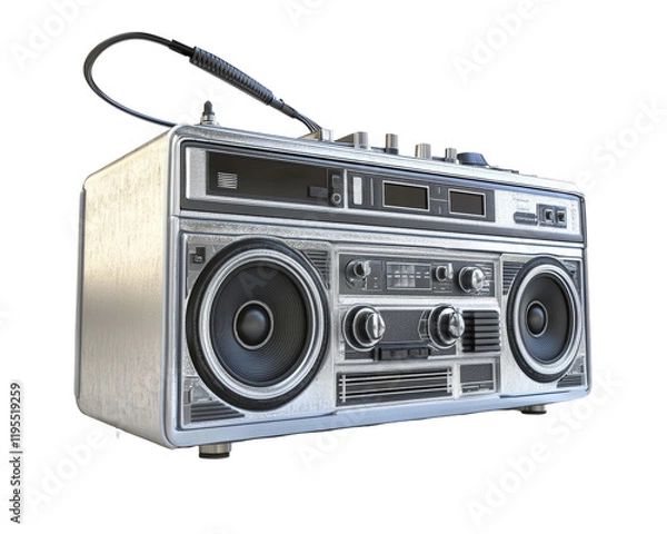 Obraz Isolated Silver Retro Boombox with Antenna