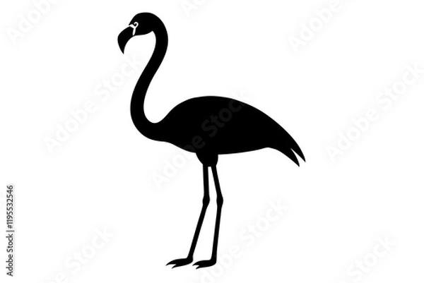 Fototapeta flamingo bird black silhouette vector, Simple silhouette Design vector icon with white background. Wild Animal Vector. Bird Vector.