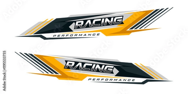 Fototapeta Side body graphic sticker design for car vectors. design stripes sports for car wrap. racing decals for tuning.