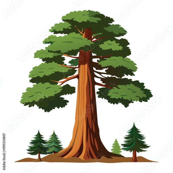 Fototapeta giant sequoia tree isolated on white