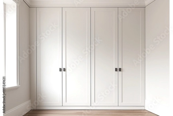Obraz Elegant white built-in wardrobe