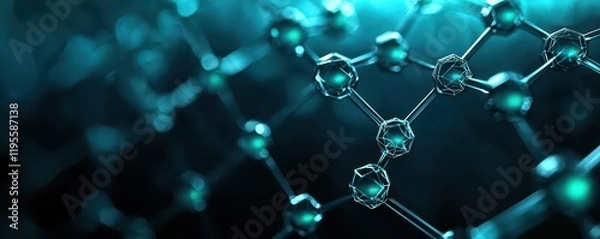 Fototapeta Molecular structure visualization digital lab graphic design scientific environment close-up perspective innovative concepts