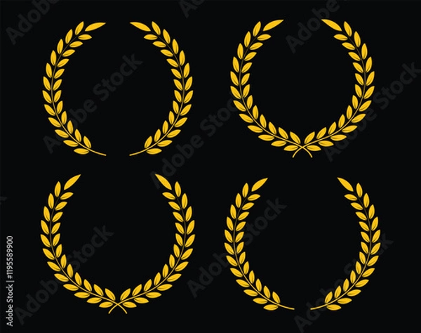 Fototapeta Golden laurel wreaths icon frames of the winner Award sign