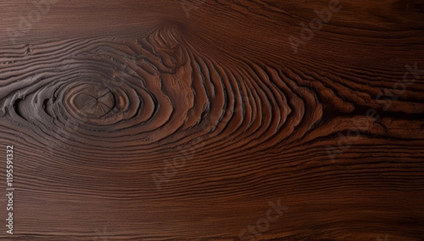 Fototapeta Rich Dark Wood texture with Intricate Grain Patterns and Knots 