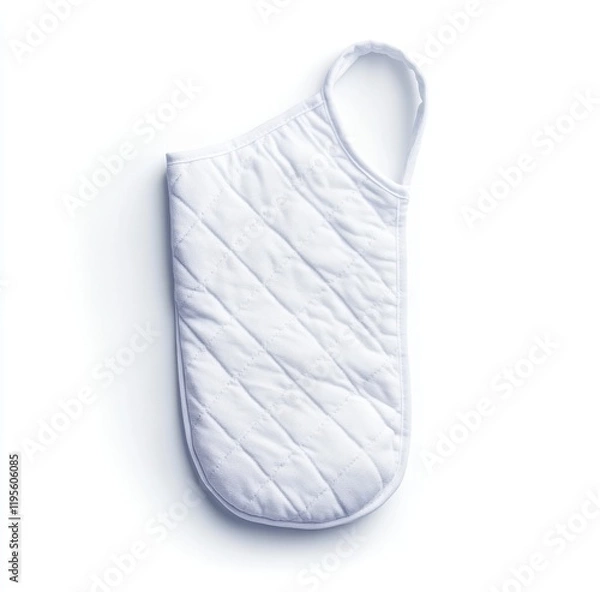 Fototapeta White quilted oven mitt, isolated on white background. (3)