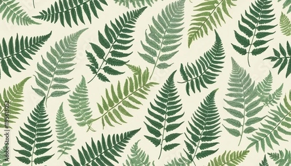 Obraz Seamless Pattern of Delicate Fern Leaves, generative ai