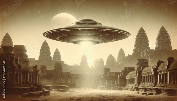 Obraz ufo in space content created with generative AI software.