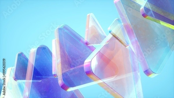 Obraz Abstract wallpaper background with glass elements with multicolored light emitters shimmering neon holographic gradient. Visual design element for banner, poster header or cover.