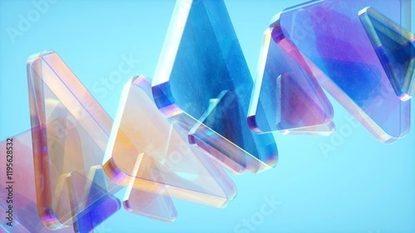 Obraz Abstract wallpaper background with glass elements with multicolored light emitters shimmering neon holographic gradient. Visual design element for banner, poster header or cover.