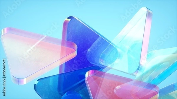 Obraz Abstract wallpaper background with glass elements with multicolored light emitters shimmering neon holographic gradient. Visual design element for banner, poster header or cover.