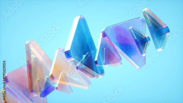 Obraz Abstract wallpaper background with glass elements with multicolored light emitters shimmering neon holographic gradient. Visual design element for banner, poster header or cover.