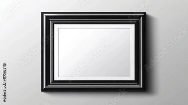 Fototapeta Black frame on white wall with minimalist design and elegant borders
