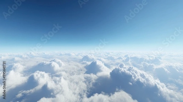 Fototapeta Beautiful aerial view of white fluffy clouds against clear blue sky