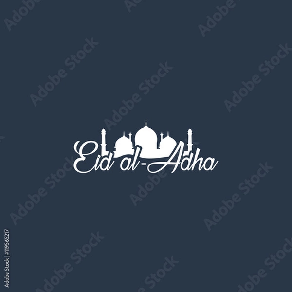 Fototapeta Beautiful text design of Eid Al Adha mubarak. vector illustratio