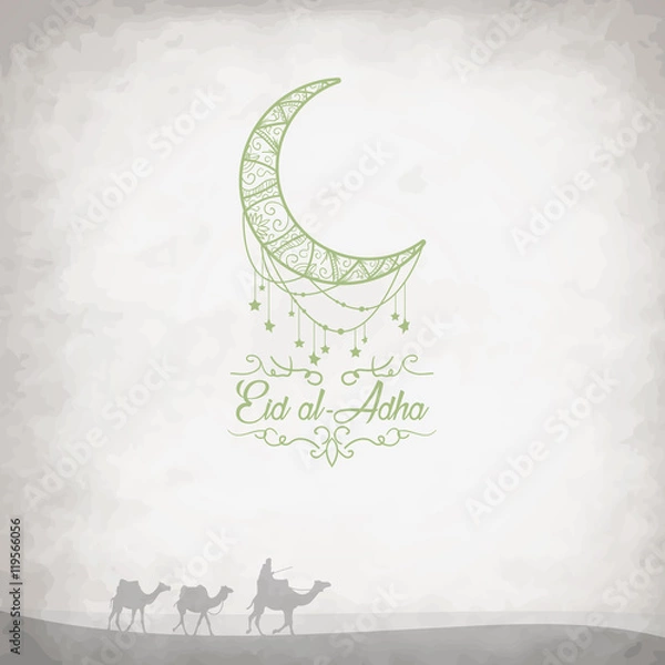 Obraz Creative graphics with camels in the desert on grungy background