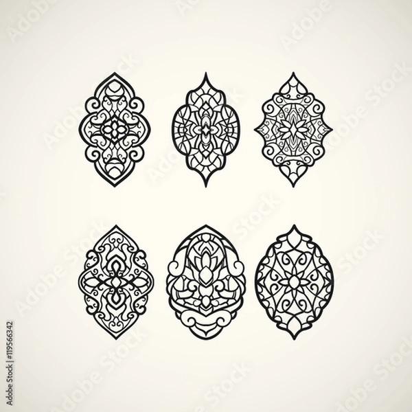 Obraz Line art design. Set of elliptical patterns. Vector illustration